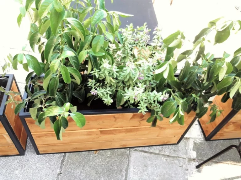 Ζαρντινιέρα από μέταλλο και ξύλο